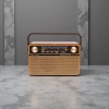 Brown wooden vintage radio, old-fashioned Bluetooth speaker, electronic tube sound effect, home decoration item Specification image